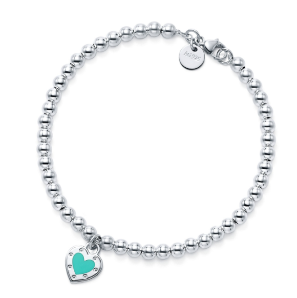 Brazalete Return to Tiffany corazón turquesa borde acanalado