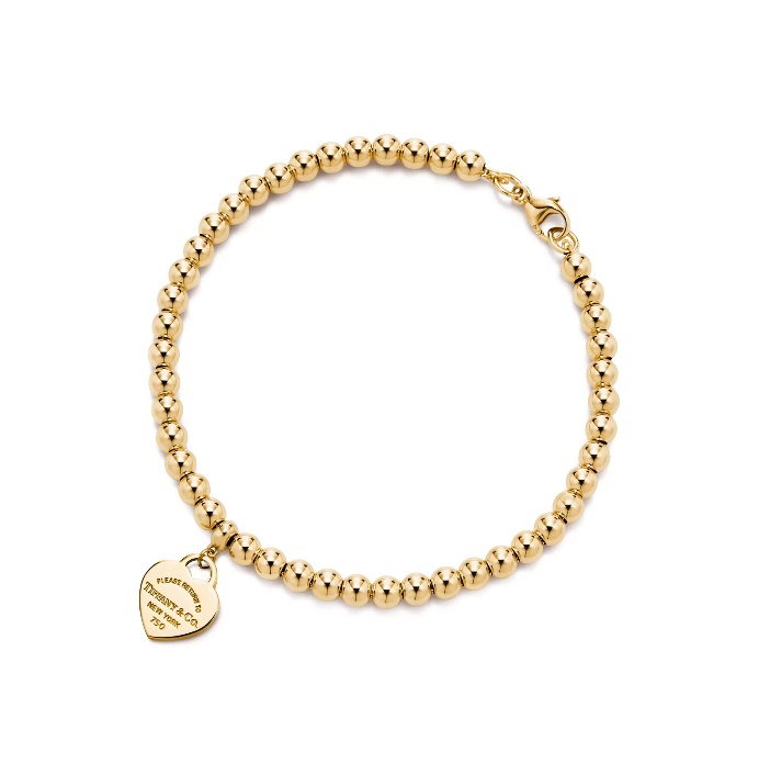 Brazalete Return to Tiffany corazón tono dorado cuentas