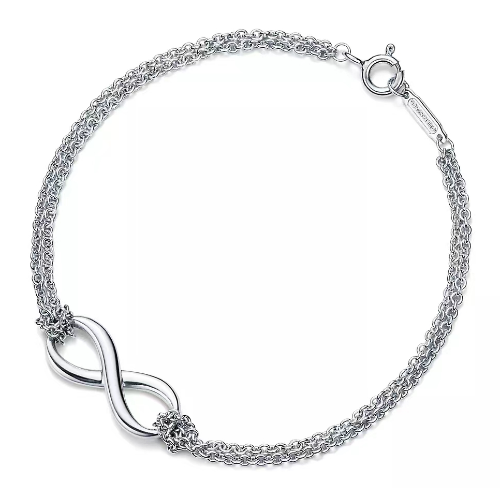 Pulsera Tiffany infinito doble cadena plata