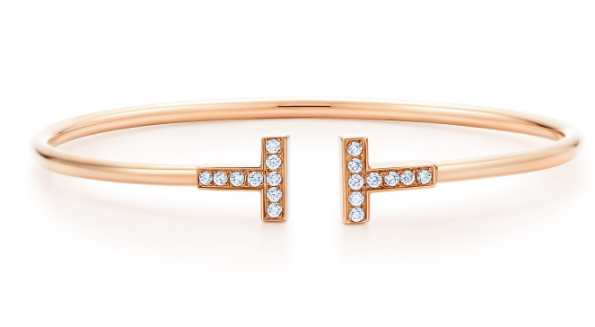 [TIFB135] Brazalete Tiffany T Wire Pavé Oro Rosa