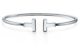 [B0007-3] Brazalete Tiffany T Wire plateado liso