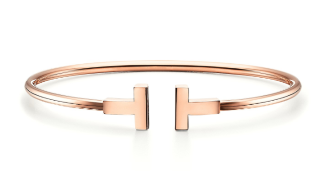 [B0007-4] Brazalete Tiffany T Wire oro rosa liso