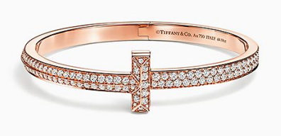 [B0140-1] Brazalete Tiffany T1 ancho oro rosa circonias 17cm