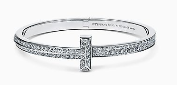 Brazalete Tiffany T1 ancho plateado circonias 17cm