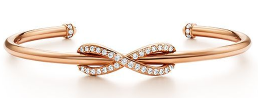 Brazalete Tiffany lazo infinito oro rosa circonias