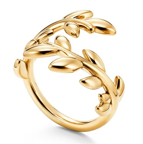 Anillo Tiffany Ramas de Olivo Oro Amarillo Abierto