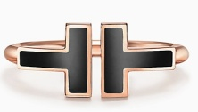 Anillo Tiffany T Wire Incrustación Negra Oro Rosa