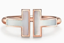 [TJZ-5] Anillo Tiffany T Wire Incrustación Nácar Oro Rosa