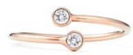 Anillo Abierto Bypass Dos Circonias Mini Oro Rosa