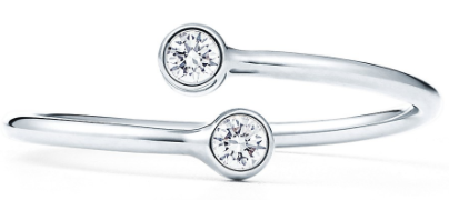 Anillo Abierto Bypass Dos Circonias Grandes Plata