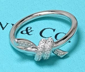 [TJZ-89] Anillo Tiffany Knot Nudo Pavé Plata