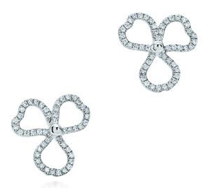 Aretes Tiffany trébol calado plateado circonias