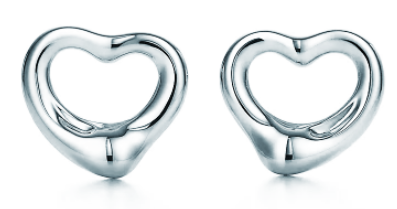 Aretes Tiffany Elsa Peretti corazón abierto plateado