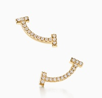 [T-E020] Aretes Tiffany T Smile curva con circonias oro amarillo