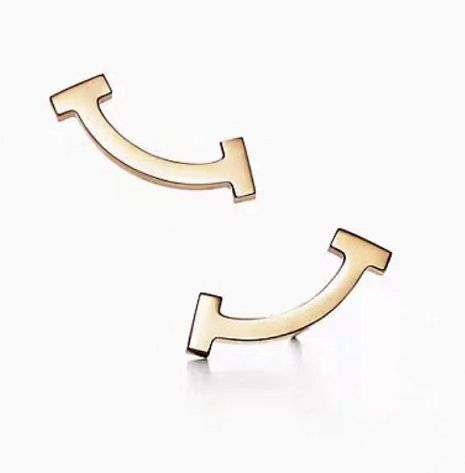 [T-E023] Aretes Tiffany T Smile curva lisa oro amarillo