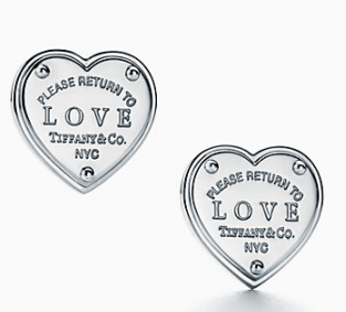 Aretes Corazón Grabado Love Tiffany Plata