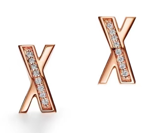 [E0150-1] Aretes Atlas X Pavé Oro Rosa
