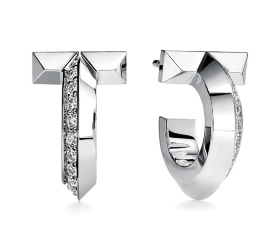 [T-E086-1] Aretes Argolla Tiffany T Pavé Plata