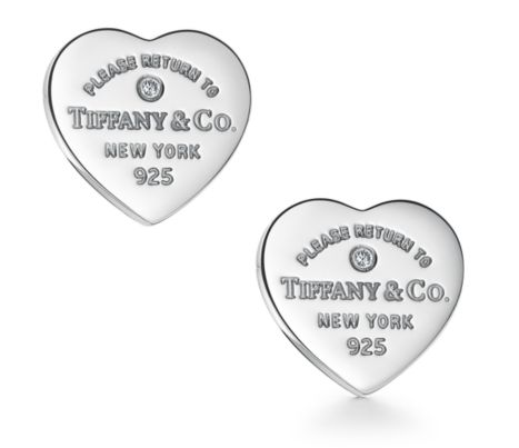 [T-E087] Aretes Placa Corazón Return to Tiffany Plata