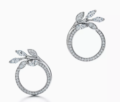 Aretes Tiffany Corona de Hojas Pavé Plata