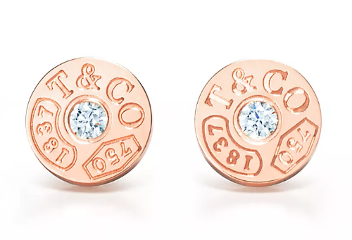 Aretes Tiffany Medallón Grabado 1837 Oro Rosa
