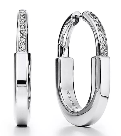 [T-E117] Aretes aro Tiffany Lock plata con circonias