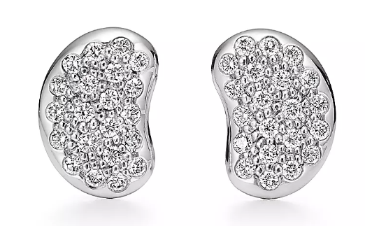 [T-E120] Aretes frijol Tiffany plata pavé circonias