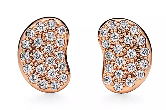 Aretes frijol Tiffany oro rosa pavé circonias