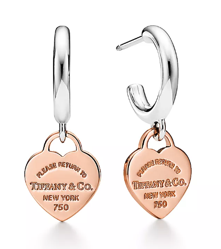 [T-E126] Aretes aro corazón Return to Tiffany bicolor
