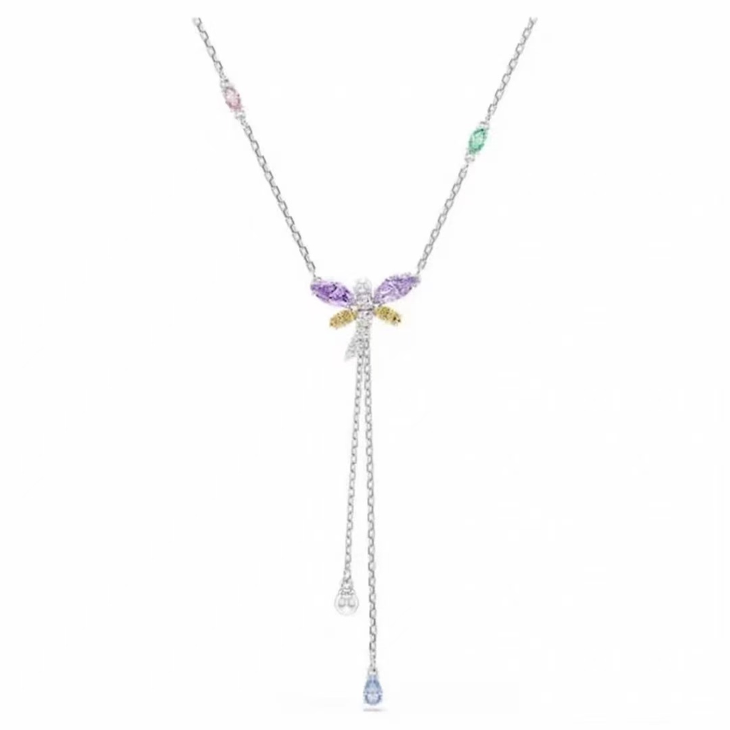 Collar Libélula Multicolor con Doble Cadena Colgante