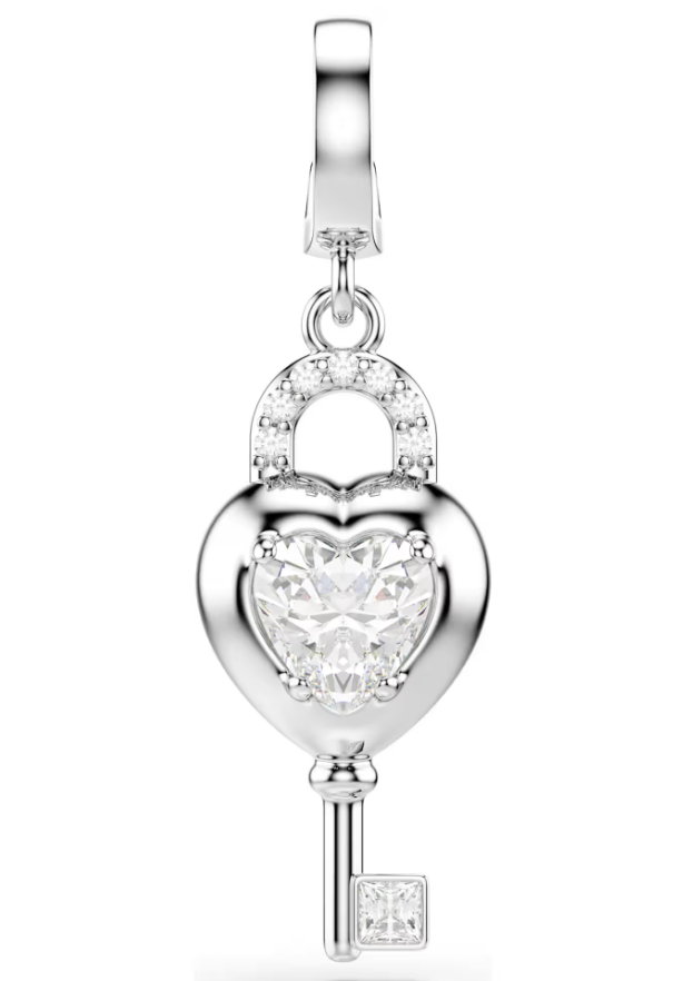 Charm Llave Corazón Baño de Rodio