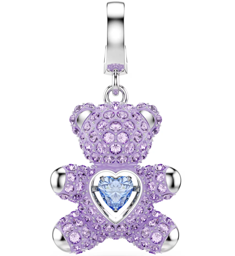 Charm Osito Cristales Lila Baño de Rodio