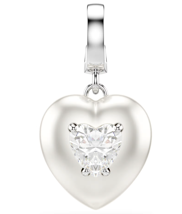 Charm Corazón Baño de Rodio Cristal Blanco