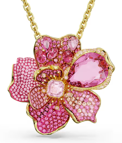 Collar Swarovski Flor Orquídea Rosa Degradé
