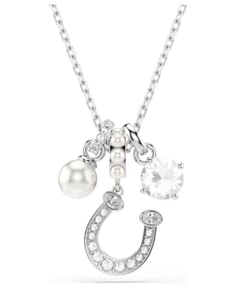 Collar Swarovski Charms Herradura Perla y Cristal