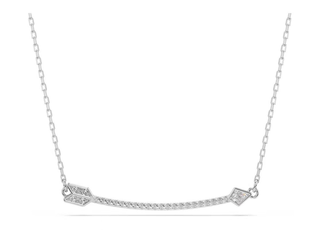Collar Barra Pavé con Acentos Rómbicos Tono Rodio