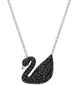 Collar Swarovski Cisne Pavé Negro Rodio