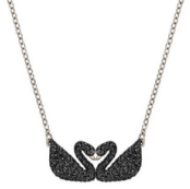 Collar Swarovski Dos Cisnes Corazón Negro