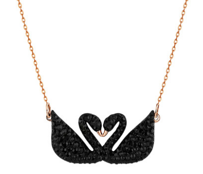 Collar Swarovski Dos Cisnes Corazón Oro Rosa
