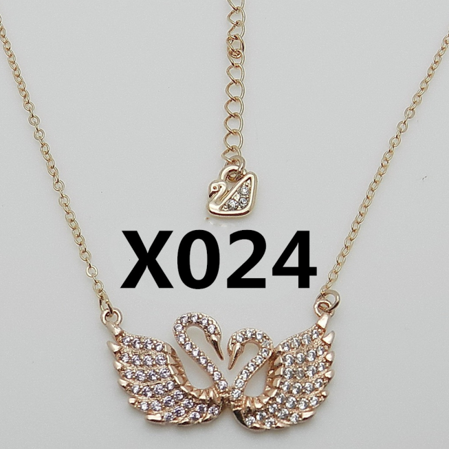 Collar Swarovski Dos Cisnes Oro Rosa Corazón