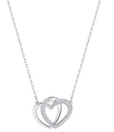 Collar Swarovski Doble Corazón Plateado