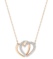 Collar Swarovski Doble Corazón Oro Rosa