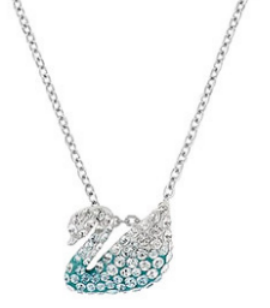 Collar Swarovski Cisne Mini Degradado Blanco y Turquesa