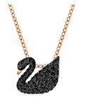 Collar Swarovski Cisne Mini Negro Cadena Oro Rosa