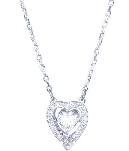 Collar Swarovski Corazón Halo Blanco Plateado