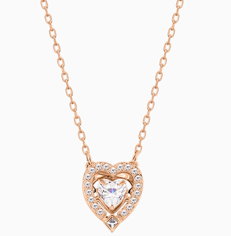 Collar Swarovski Corazón Halo Blanco Oro Rosa