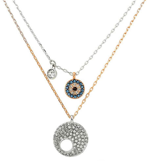 [X048] Collar Swarovski Set Ojo Protector Pavé y Luna Calada