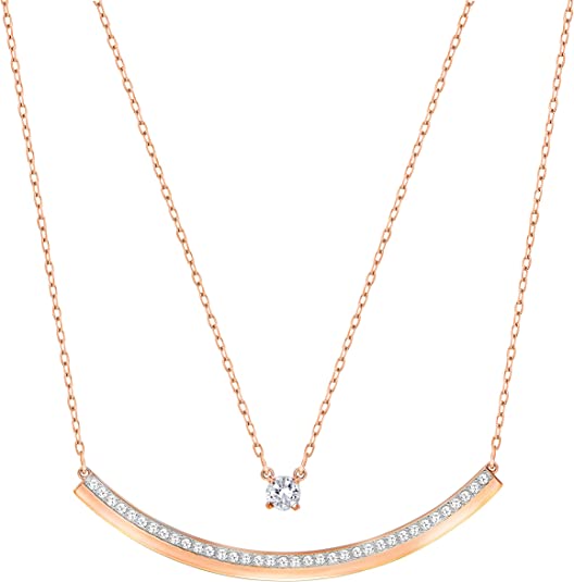 Collar Swarovski Barra Curva Pavé Oro Rosa