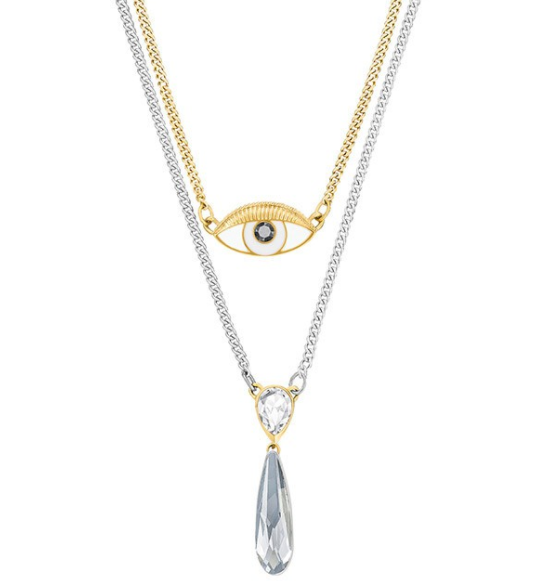 [X059] Collar Swarovski Set Ojo Protector Esmalte y Gota Cristal