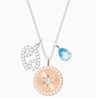 Collar Swarovski Zodiaco Cáncer Medallón Estrella Oro Rosa
